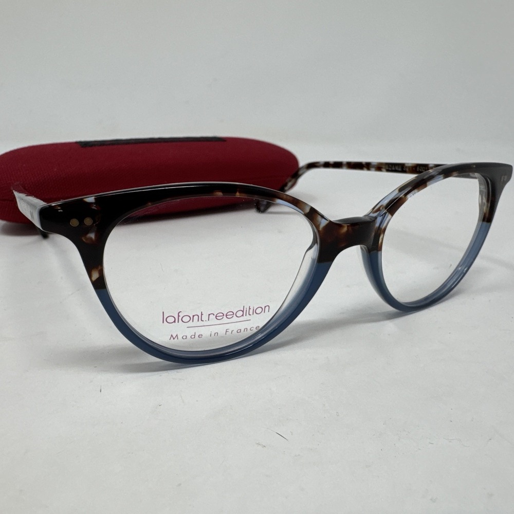 LAFONT Madame 341 Navy Tortoise Womens Semi Cat Eye Eyeglasses 50-17-140‎ New
